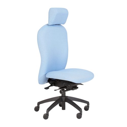 Pale blue Posturemax task chair with headrest